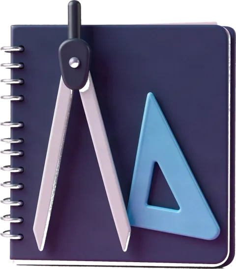 A compass and set square on a notebook, for Math Competition Training