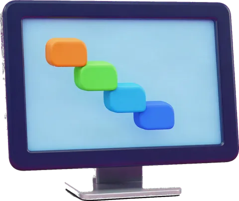 A small monitor showing blocks of colour, for Python Programming